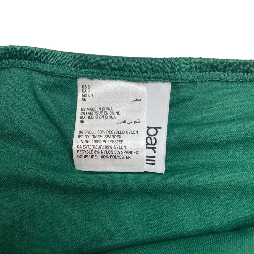 Bar III Pucker Up Textured Tankini Top & Bikini Bottoms Fiji Foliage Green S New
